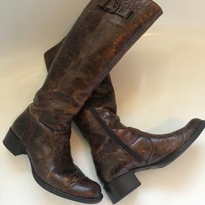 Crocodile embossed boots